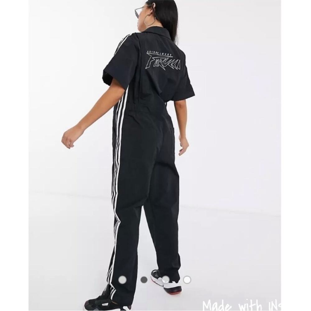 adidas Black Jumpsuit with White Three-Stripe Detail - Picture 3 of 12